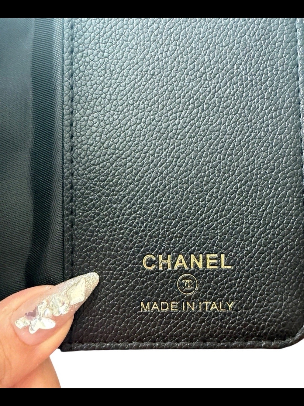 Beaute Black Quilted Wallet Or Passport with Gold Accent - Picture 4 of 7